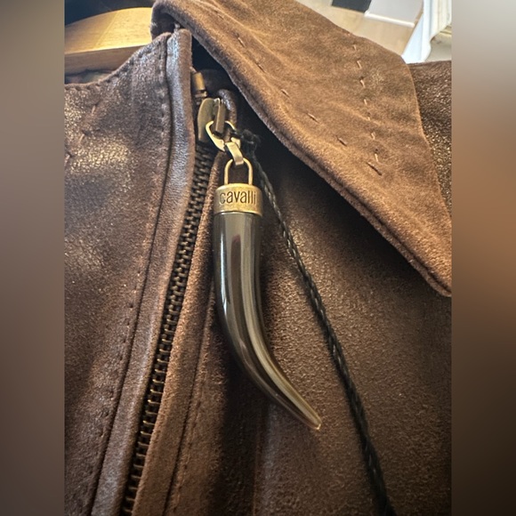 Just Cavalli NWT Brown Zip-up Leather Overcoat/Jacket Pelle - SZ 42 - Picture 11 of 14